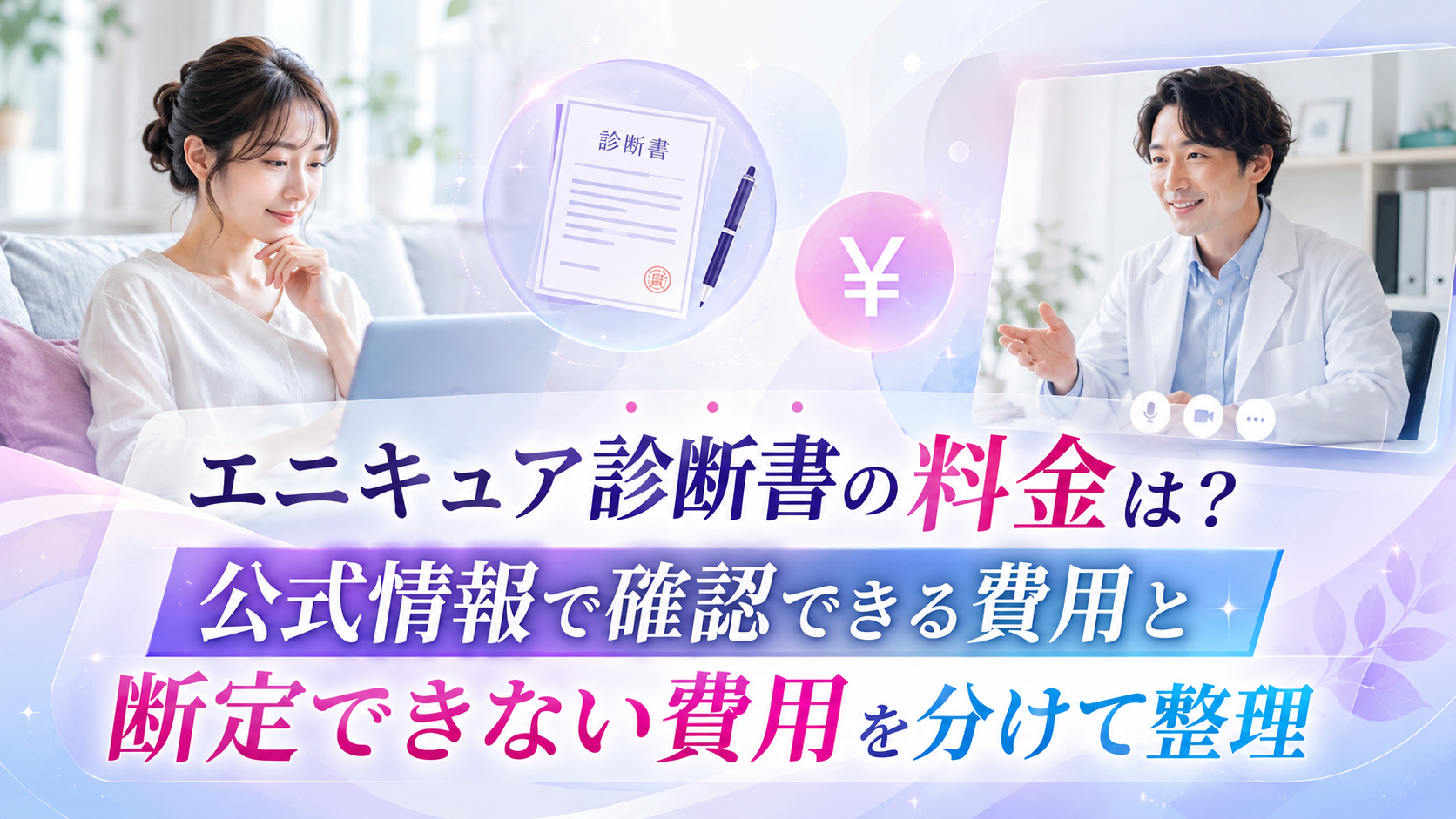 スマートフォンでオンライン診療を受けながら診断書料金のメモを確認している人物のイメージ